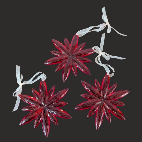 Other - Set of 3 Acrylic 4" Poinsettia Ornaments